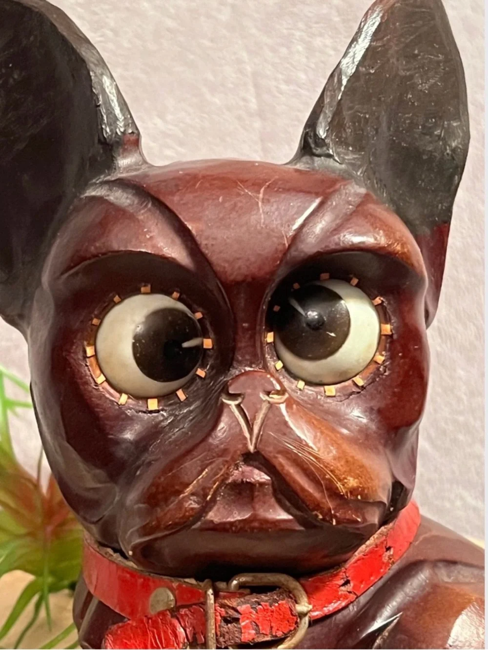 Antique Oswald German googly eye clock French bulldog - Picture 3 of 10